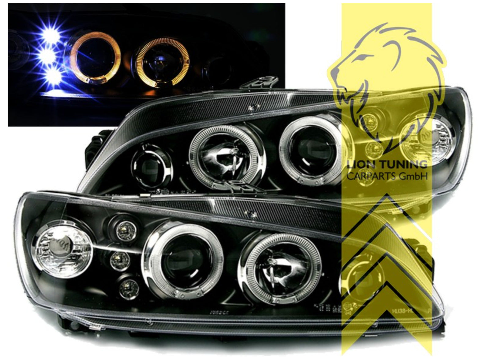 LT LED DRL Lightbar Halo Ring Headlights Peugeot 106 black LHD