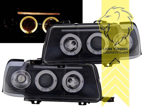 LT Pair LED DRL Headlights Audi 80 B4 91-00 Sedan Avant Coupe Cabrio Black LHD