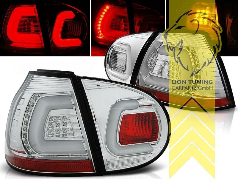 LT Pair LED DRL Lightbar REAR LIGHTS Tail VW Golf 5 white chrome 1K1 03-09 LHD