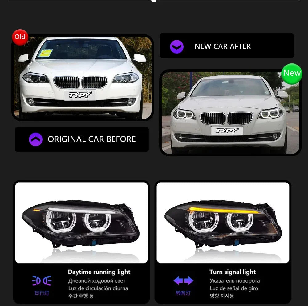 TYPY Pair 10-16 BMW 5 Series F10 LED DRL Dynamic Headlights Euro Xenon Halog LED