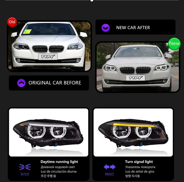 TYPY Pair 10-16 BMW 5 Series F10 LED DRL Dynamic Headlights Euro Xenon Halog LED
