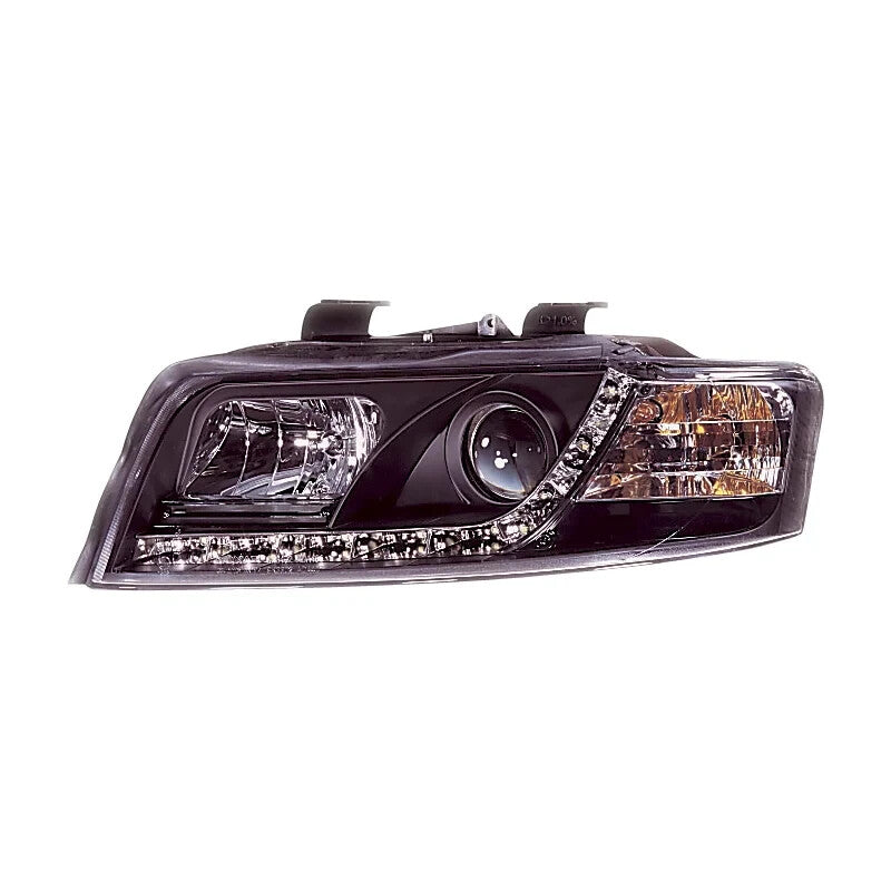 AS Pair LED DRL Halo Eye Lightbar Headlights Audi A4 8E B6 01-04 Black LHD
