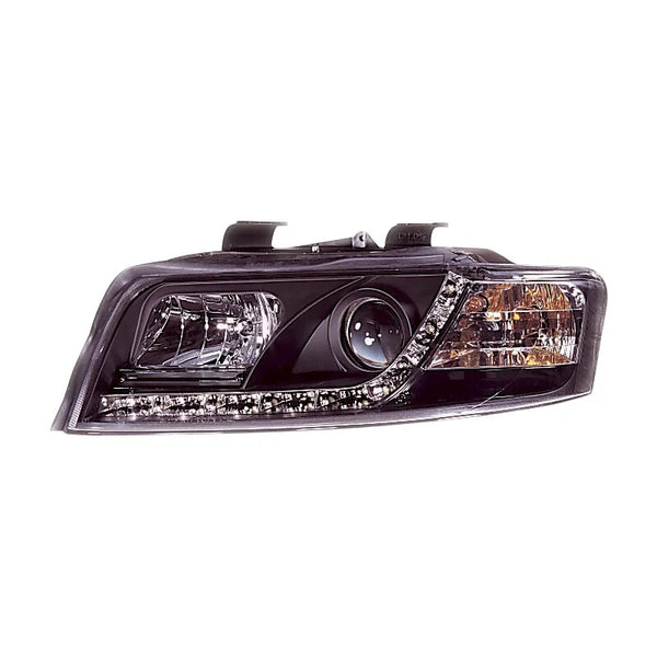 AS Pair LED DRL Halo Eye Lightbar Headlights Audi A4 8E B6 01-04 Black LHD