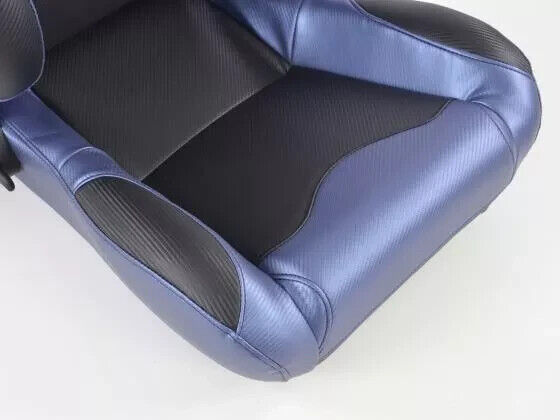 FK Universal Reclining Bucket Sports Seats Carbon Weave Design Blue & Black Ed