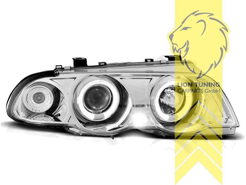LT LED DRL Angel Eye Halo Headlights BMW E46 98-01 Limousine Touring chrome LHD