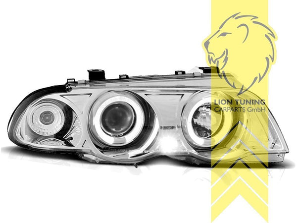 LT LED DRL Angel Eye Halo Headlights BMW E46 98-01 Limousine Touring chrome LHD