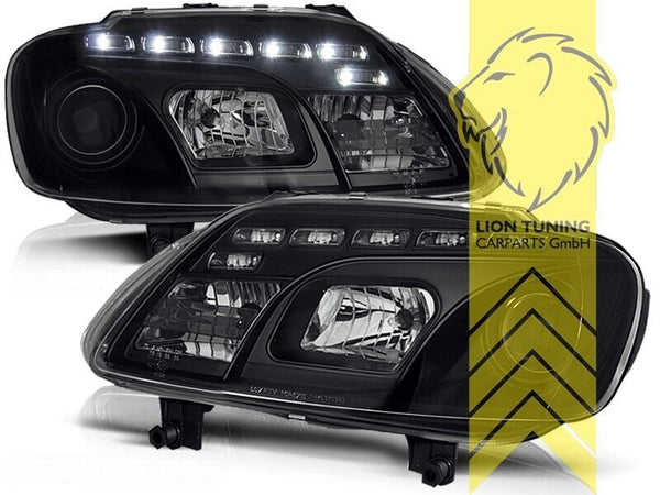 LT LED DRL Lightbar Halo Ring Eye Headlights VW Touran 1T1 1T2 Caddy 3 black LHD