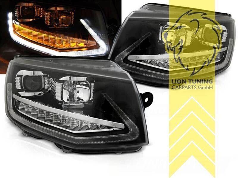 LT LED DRL Lightbar Headlights VW T6 15-19 Bus Transporter Multivan black LHD