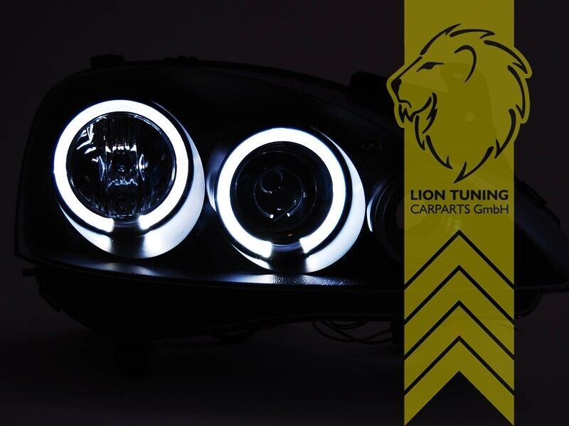 LT LED DRL Halo Ring Eye Headlights Opel Corsa C Combo C 00-12 black LHD