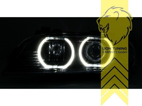 LT LED DRL Halo Ring Angel Eye Headlights BMW E39 95-00 Limo Touring black LHD