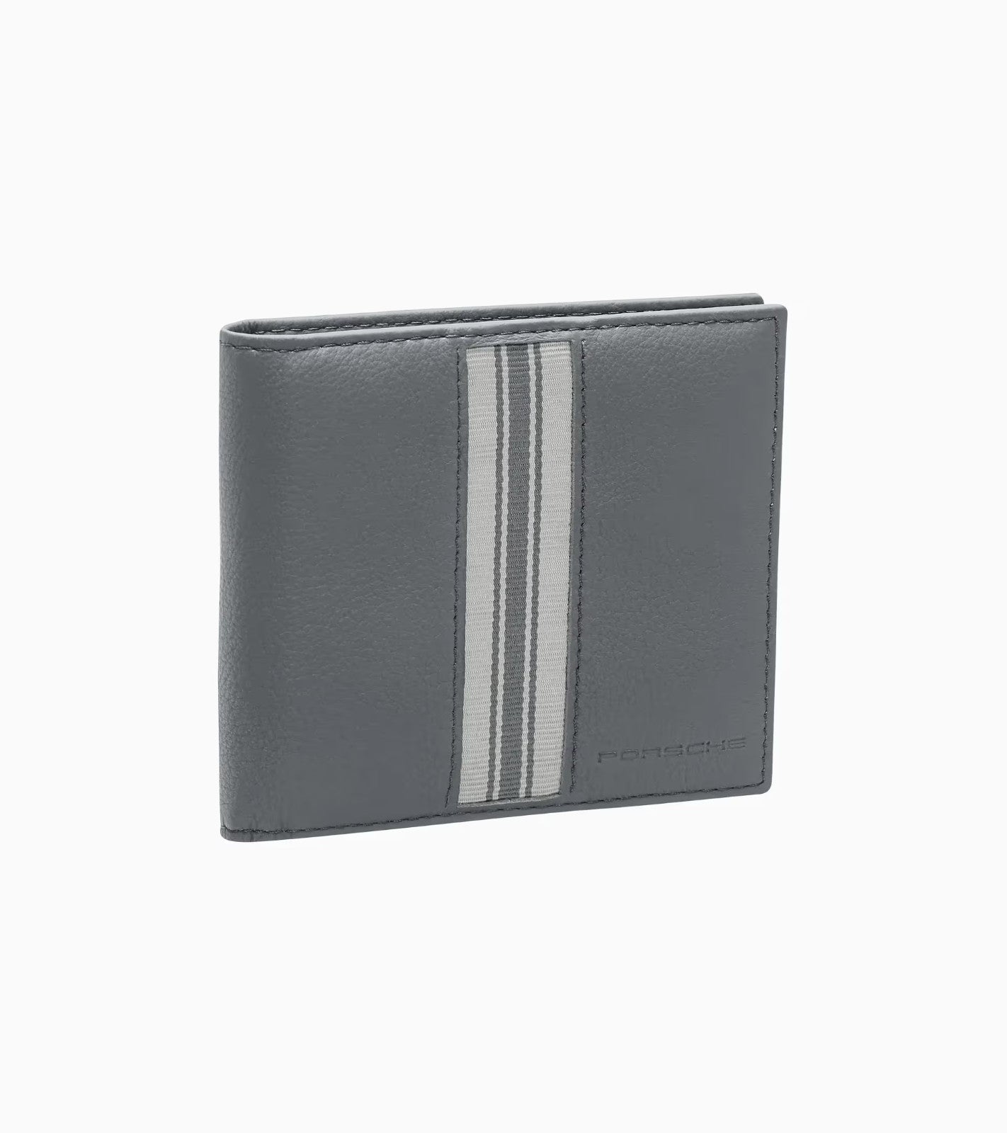 Genuine Porsche Wallet– Card holder grey premium cowhide embossed textile stripe