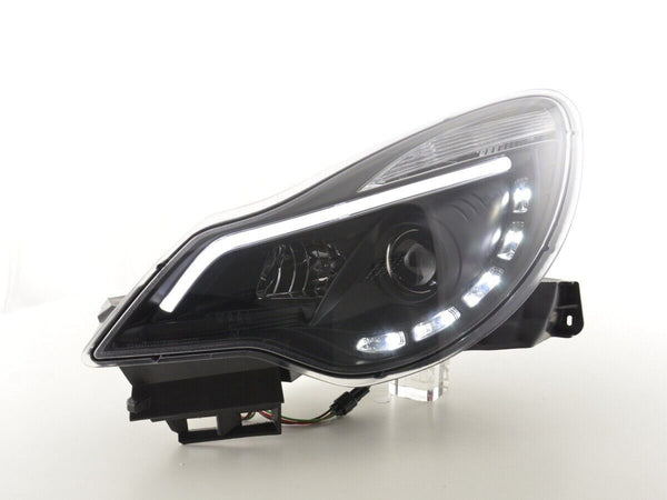 FK Pair LED DRL Lightbar Halo Headlights Opel Vauxhall Corsa D 11+ Chrome LHD