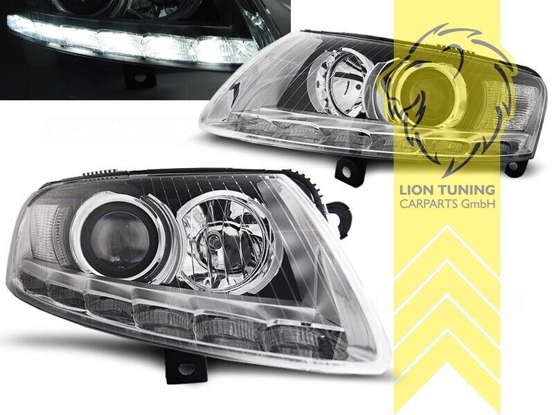 LT LED DRL Lightbar Headlights Audi A6 C6 4F Limo Avant 04-08 chrome XENON LHD