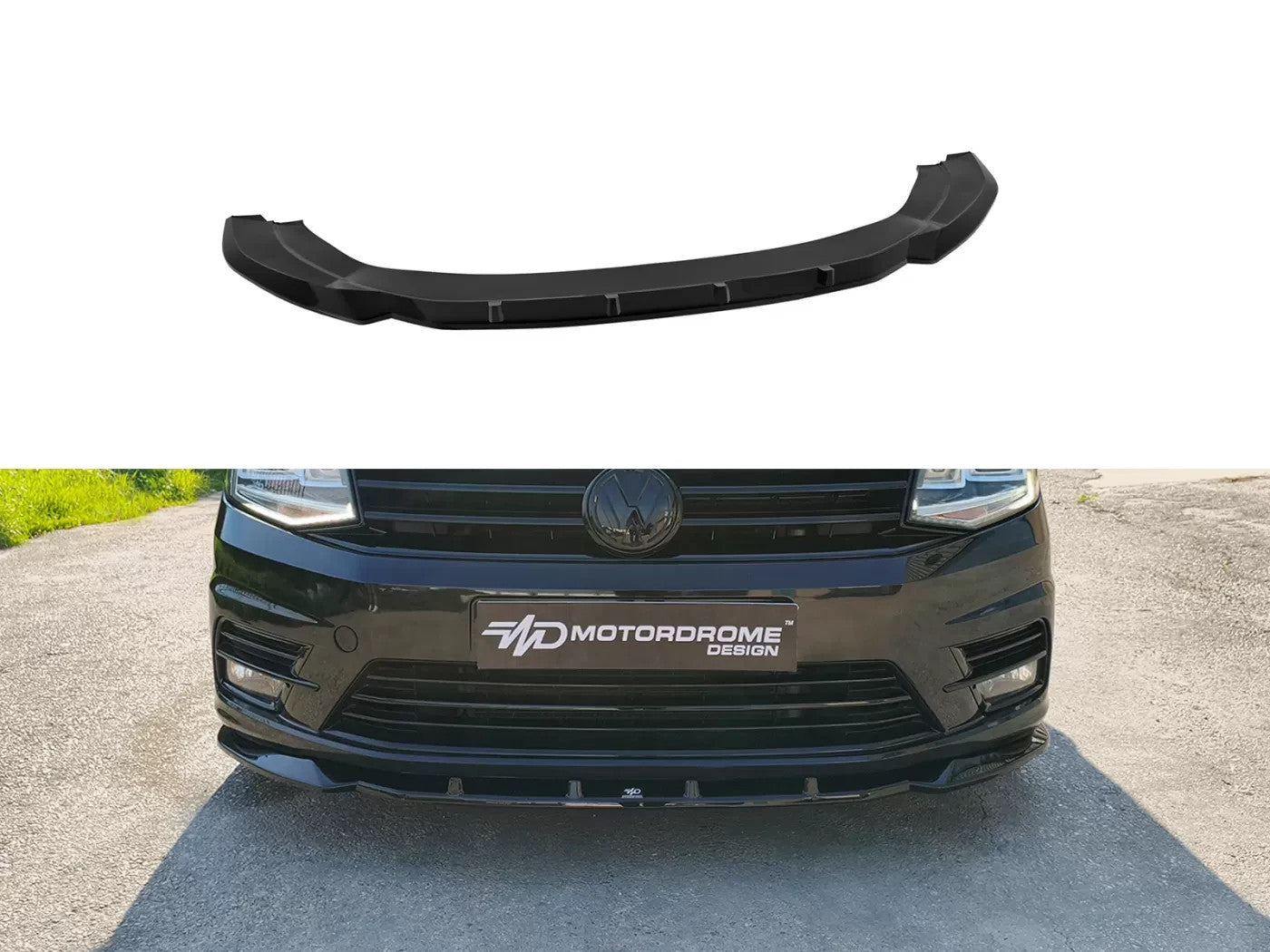 Motordrome Front Bumper Splitter Spoiler V2 VW Caddy Mk4 15-21 Glossy Black