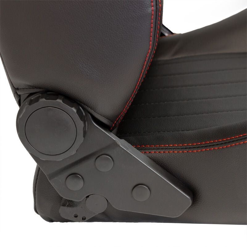 x2 Autostyle Black Classic Car Retro Kit Sports Car Bucket Seats Red Stitch