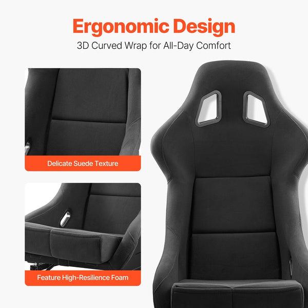 VVR x1 Black HD Textile Sports Car Van Camper Universal Bucket Seat + slides