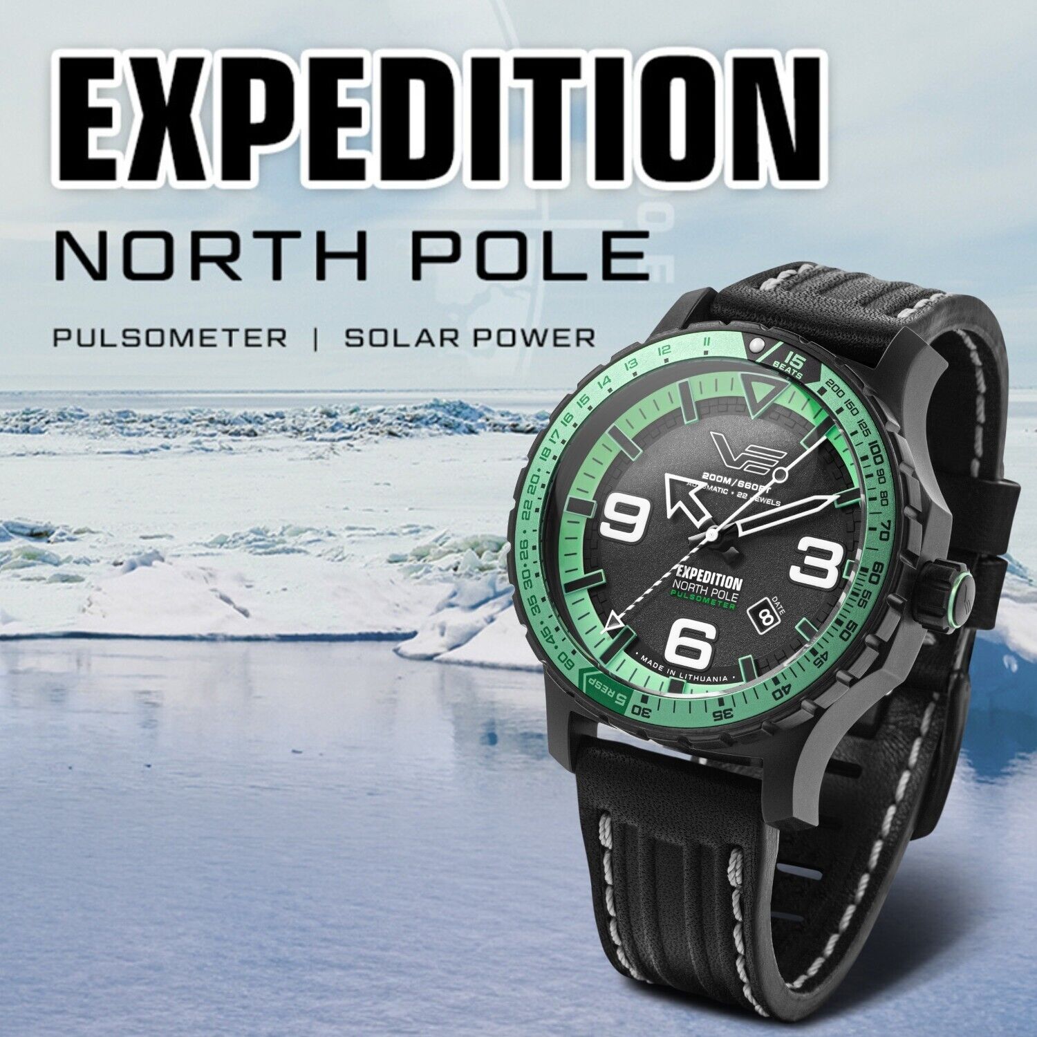 Vostok Europe EXPEDITION POLAR NIGHT YN55-597C731B Mens Automatic Watch + 3x straps