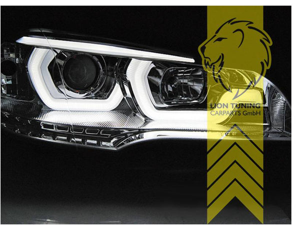 LT  Pair LED DRL Lightbar 4D Halo Ring Headlights BMW X5 E70 chrome LHD