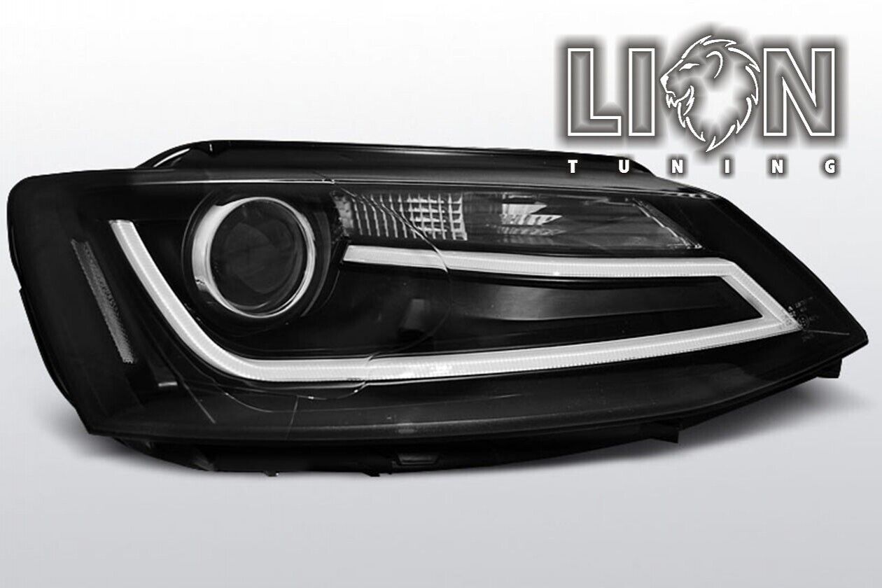 LT Pair LED DRL Lightbar Headlights VW Jetta 4 IV 162 11-18 black LHD