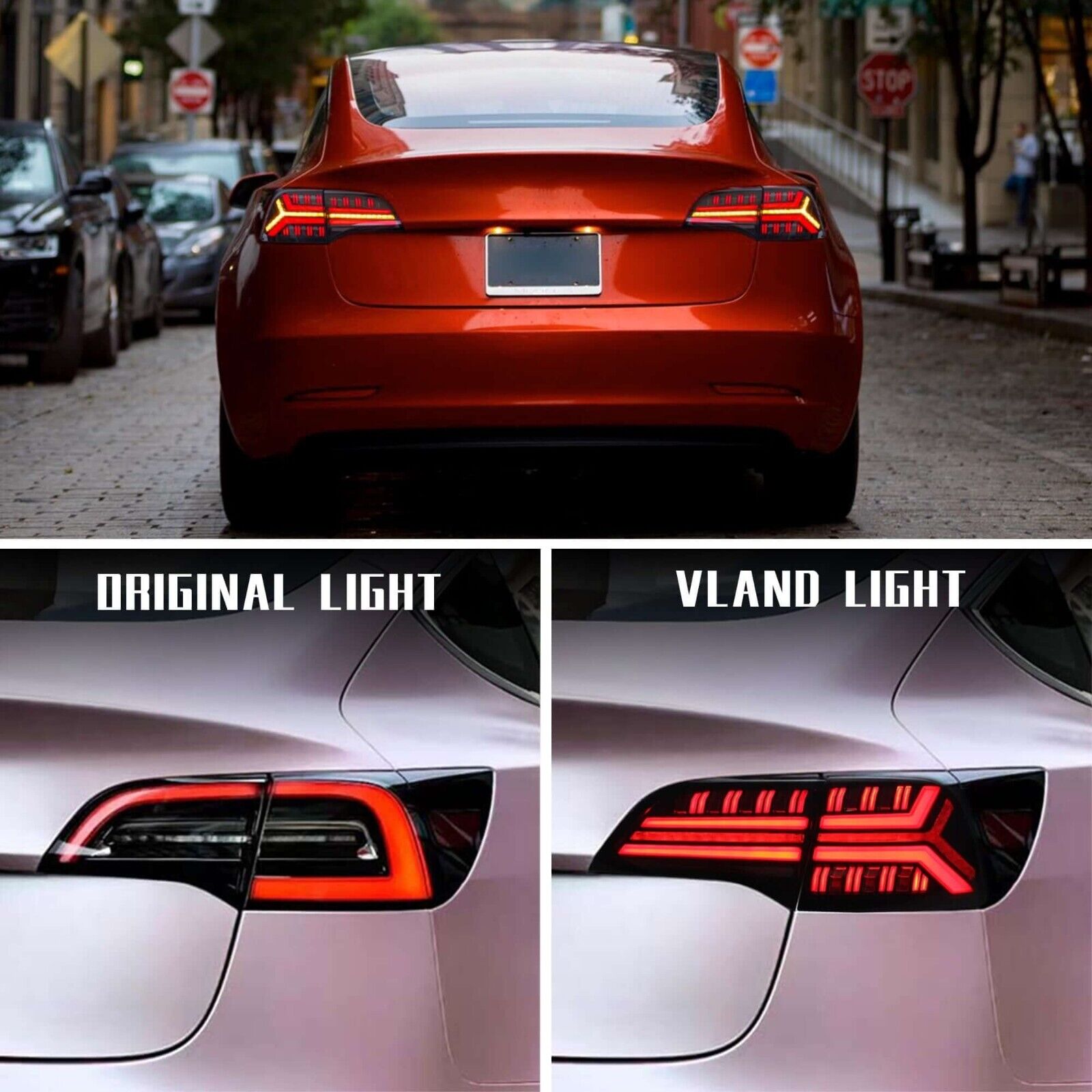 VLAND 17-22 Tesla Model 3 & 20-22 Tesla Model Y Lightbar LED DRL Rear Lights Tail Lamps LHD