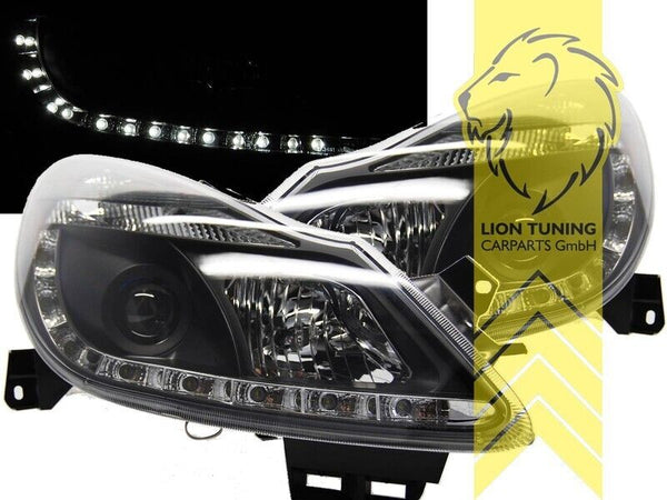 LT Pair LED DRL Lightbar Halo Headlights Opel Vauxhall Corsa D 06-10 Black LHD