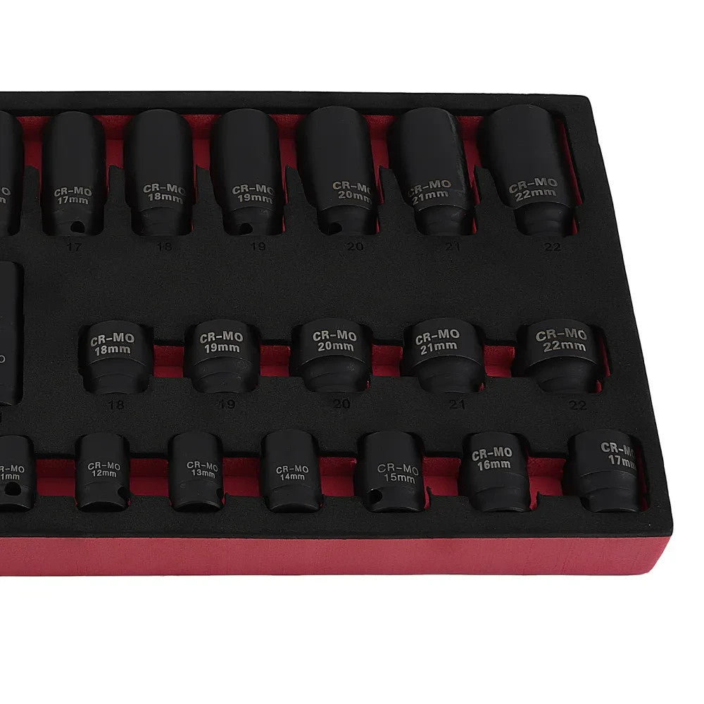 MXPR 32PC 3/8 DRIVE IMPACT SOCKET SET (STANDARDDEEP) 6 POINT PROFILE 40crmo