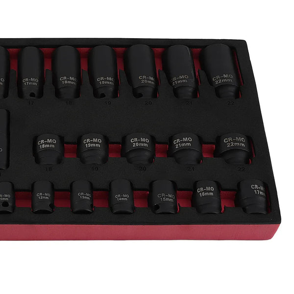 MXPR 32PC 3/8 DRIVE IMPACT SOCKET SET (STANDARDDEEP) 6 POINT PROFILE 40crmo