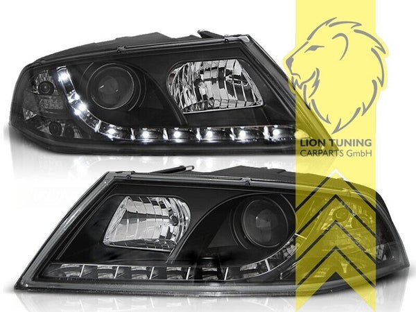 LT Pair LED DRL Lightbar Headlights Skoda Octavia 2 1Z 1Z3 1Z5 black LHD