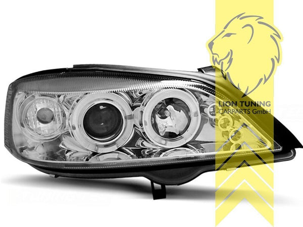 LT Pair LED DRL Angel Eye Headlights Opel Vauxhall Astra G 98-05 chrome LHD