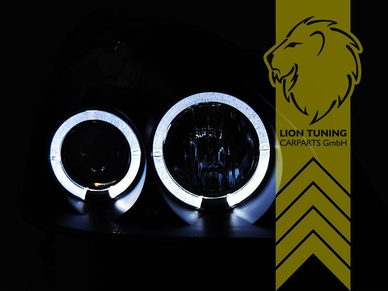 LT LED DRL Halo Ring Headlights Renault Clio MK2 2 B CB LB S 01-05 black LHD