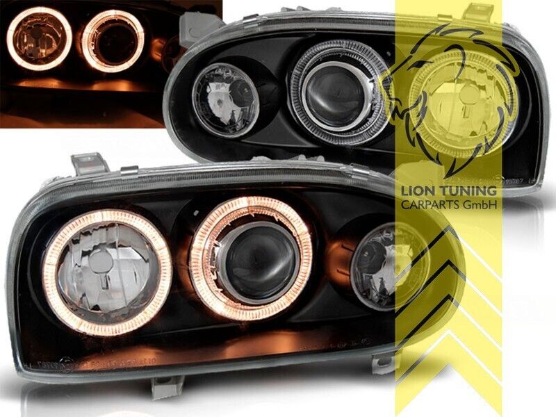 LT Pair LED DRL Halo Headlights Golf 3 MK3 91-99 Limo Variant Cabrio black LHD