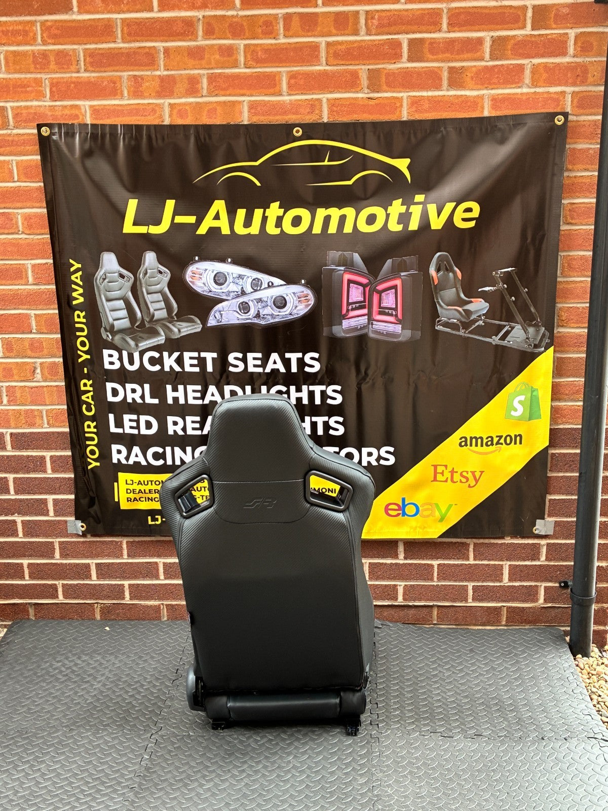 UK Stock Simoni Racing Emerson Universal Supercar Bucket Seat x1 Black Carbon Red Stitch