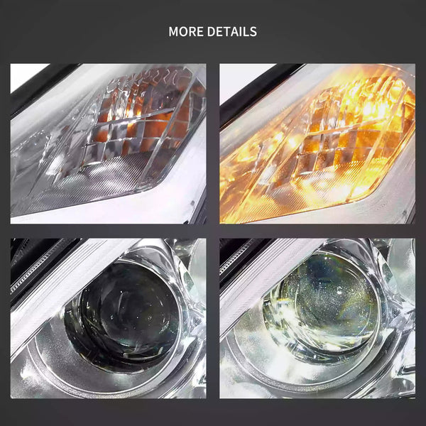 VLAND Pair 08-23 GT-R R35 LED DRL Halo Projector Headlights Lamps Chrome LHD