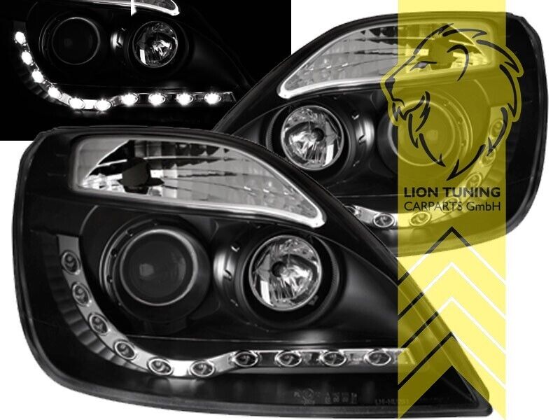 LT Pair LED DRL Lightbar Headlights Ford Fiesta 6 MK6 HH1 JD3 Black LHD