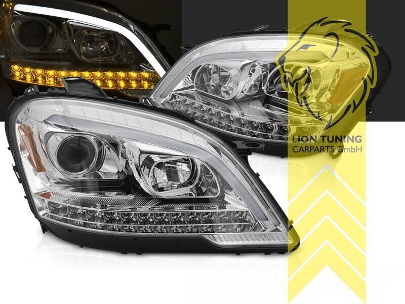 LT LED DRL Lightbar Headlights Mercedes W164 ML M-Class 08+ facelift chrome LHD