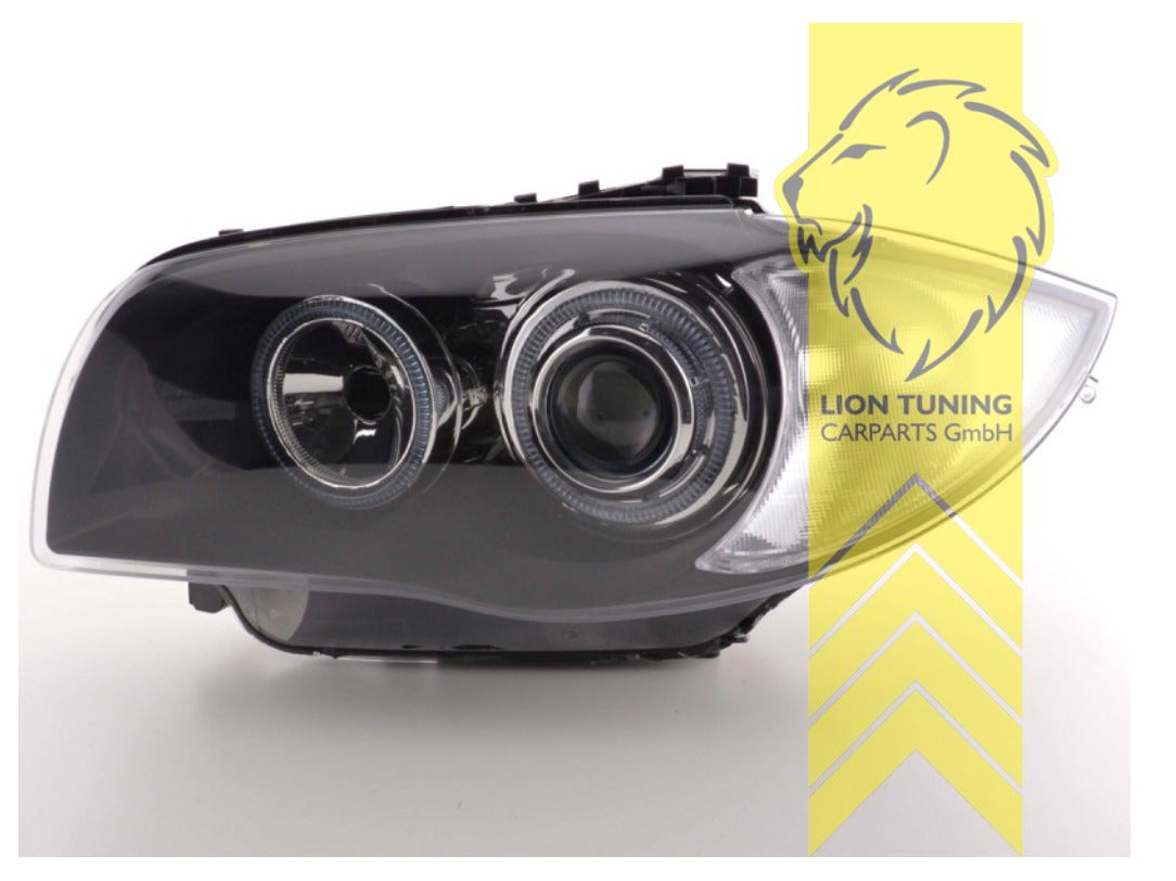 LT LED DRL Angel Eye Halo DEPO Headlights BMW 1 Series E81 E82 E87 E88 black LHD