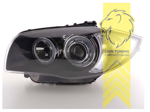 LT LED DRL Angel Eye Halo DEPO Headlights BMW 1 Series E81 E82 E87 E88 black LHD