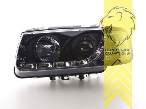 LT Pair LED DRL Halo Lightbar Headlights VW Polo 6N 6N1 64-99 black LHD