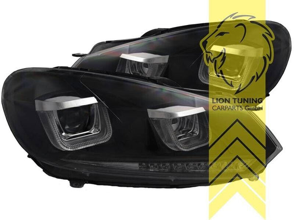 LT Pair LED DRL Halo Headlights VW Golf 6 MK6 08+ Limo Variant Cabrio Black LHD