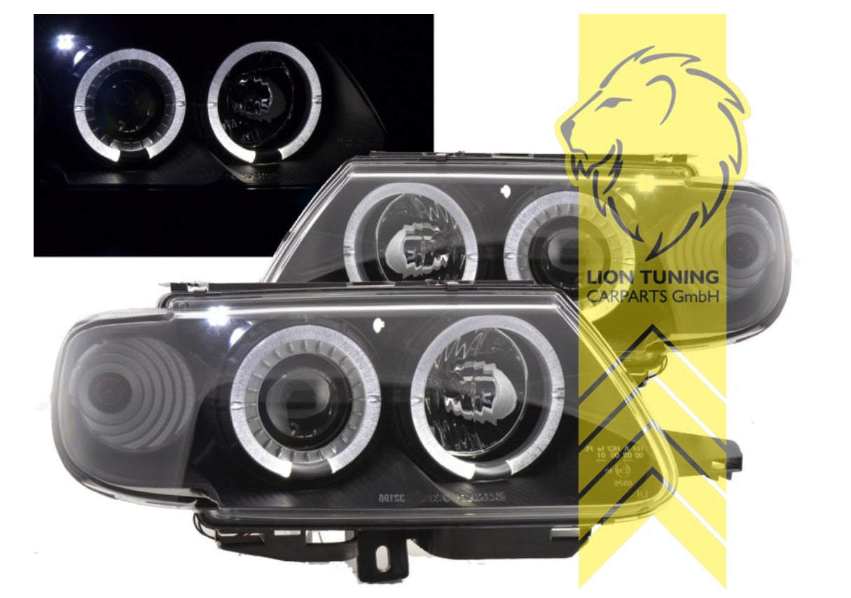 LT Set LED Angel Eye Halo Ring Headlights Citroen Saxo black S0 96-99 LHD