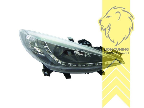 LT LED Angel Eye Halo Headlights Peugeot 207 207CC Cabrio Break black 06-12 LHD