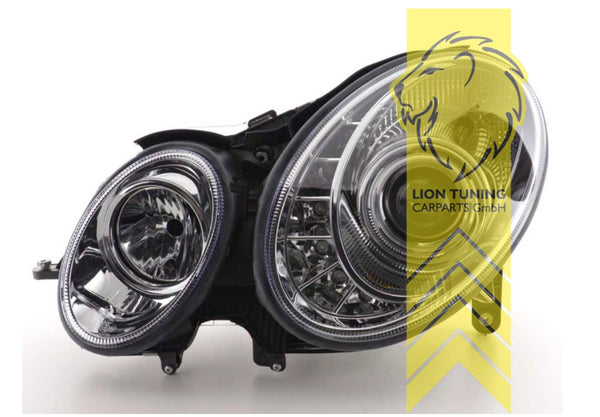 LT XENON LED DRL Halo Headlights Mercedes W211 E-Class 02-06 chrome LHD