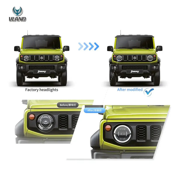 VLAND 19-23 Suzuki Jimny Start-up Animation LED DRL Dual Headlights LHD / RHD
