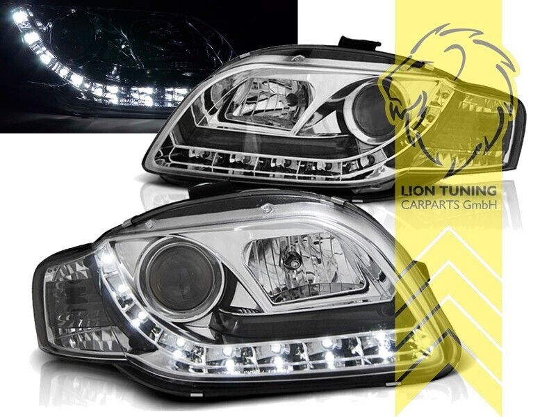 LT LED DRL Lightbar Halo Headlights Audi A4 B7 8E 04-08 Sedan Avant chrome LHD