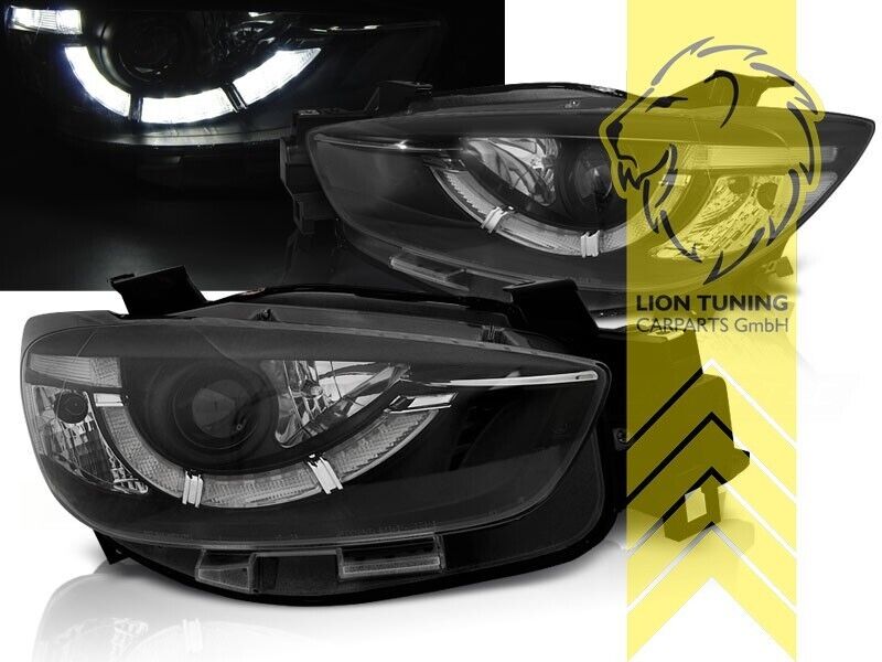 LT LED DRL Halo Lightbar Headlights Mazda CX5 KE GH 11-15 black LHD