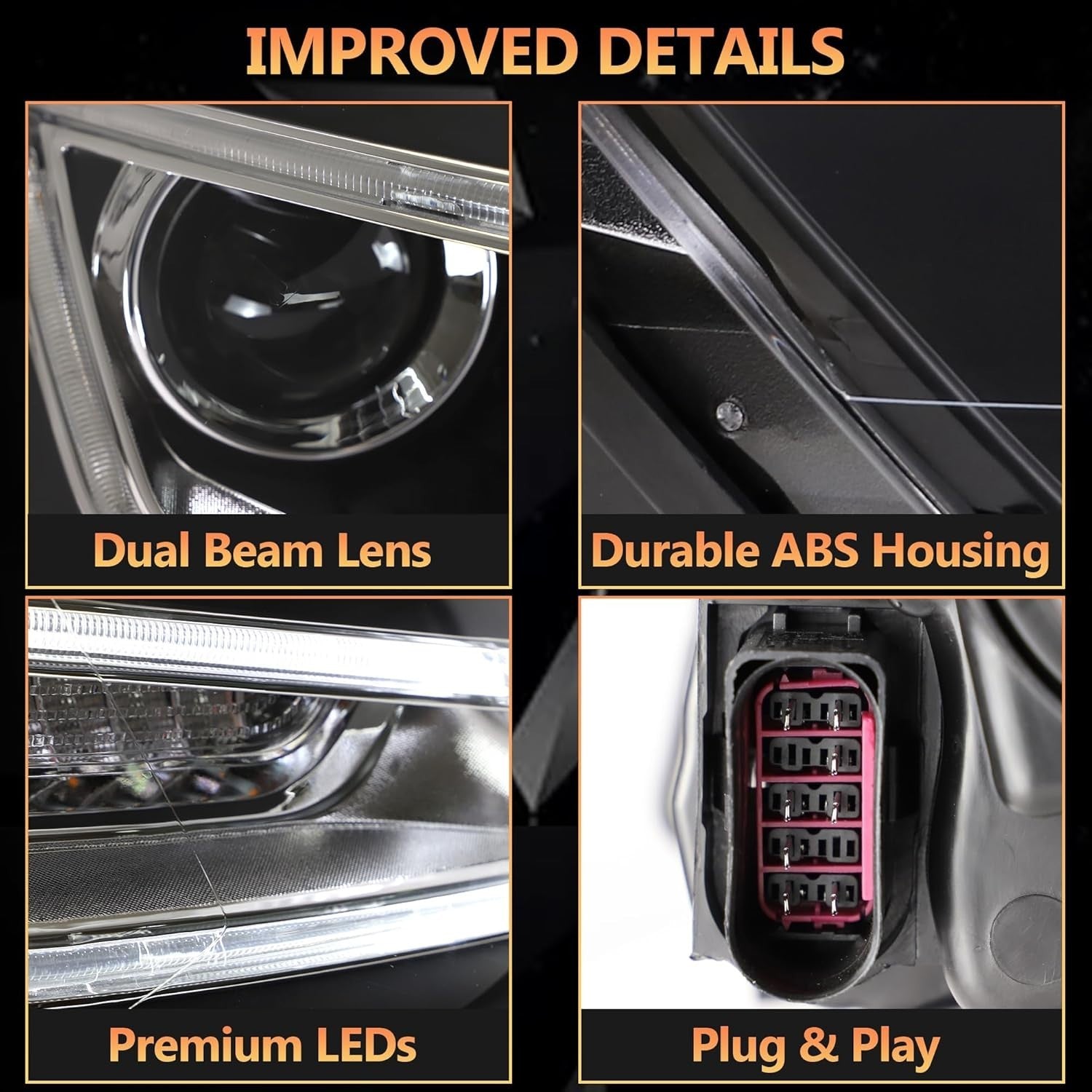 UK RHD VLAND VW Polo MK5 6R 6C 09-17 LED DRL D2H Xenon Headlights Not 1.2 TSI/R