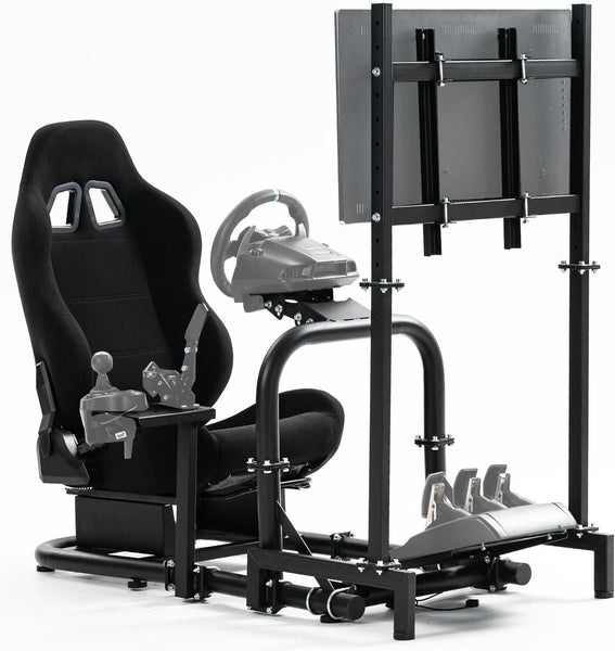 MNR Driving Game Sim Racing Frame Rig + Seat + Screen Mount for Wheel Xbox PS PC