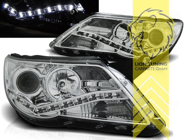 LT Pair LED Lightbar DRL Lightbar Headlights VW Tiguan chrome 07-11 H7 / H1 LHD