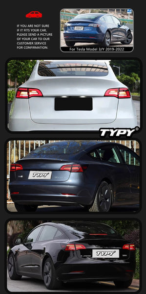 TYPY Pair 19-22 Tesla Model 3 Model Y Lightbar Sequential LED DRL Rear Lights