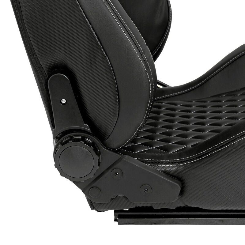 ATS AK x1 Univ Reclining Sports Bucket Seat Black Silver Stitch Carbon + slides